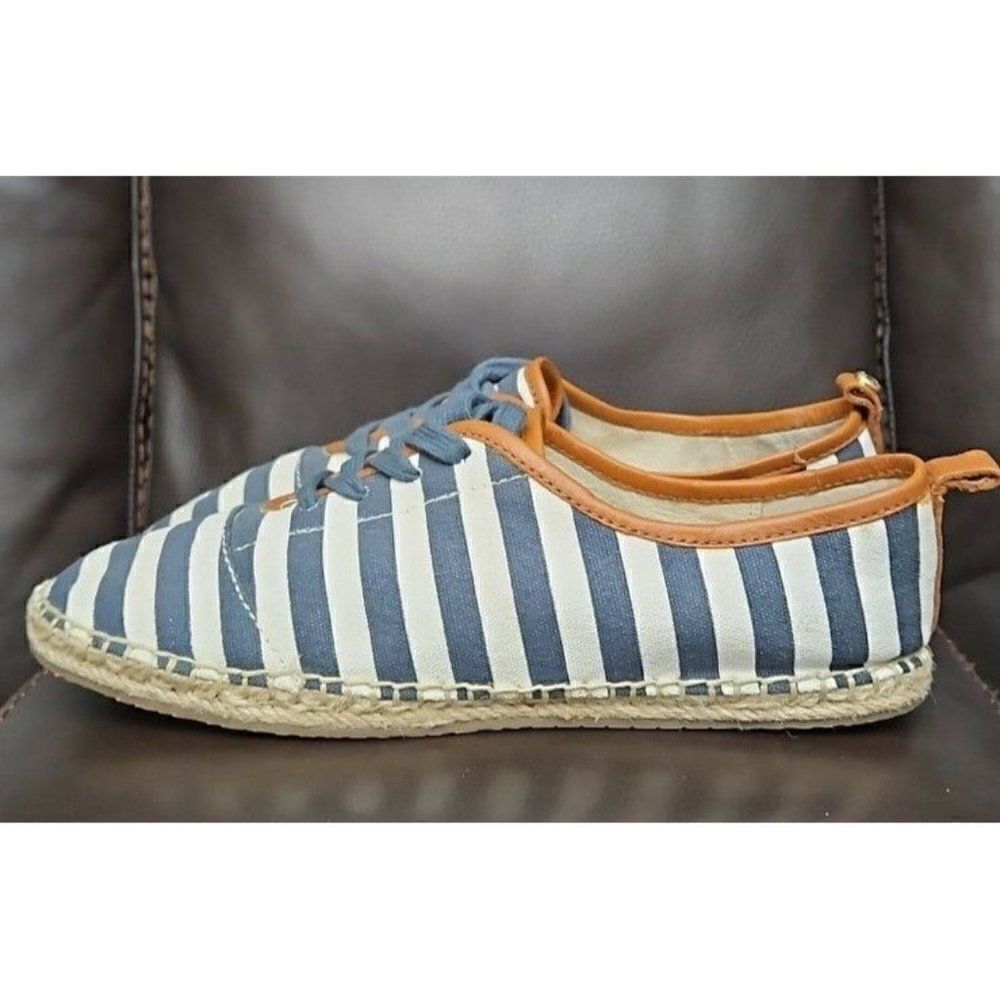 Michael Kors Del Rey Navy Striped Lace-up Espadrilles Sneakers Women's Size 6.5